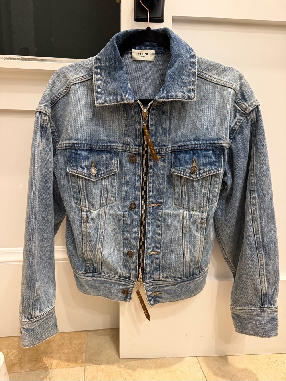 Celine Faded Blue Denim Trucker Jacket with Zip
